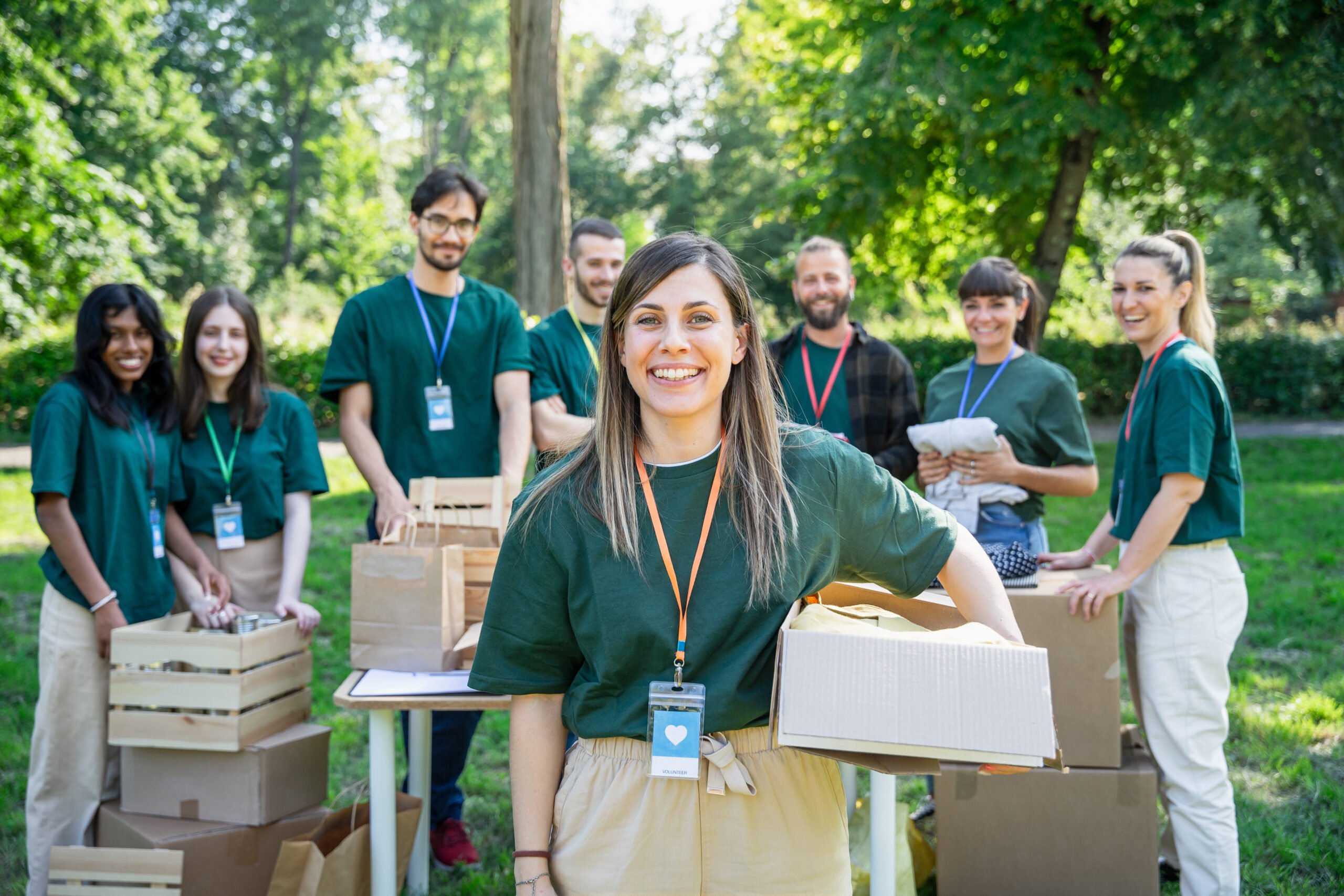 Group of emplouyees volunteering on Administrative Professionals Day