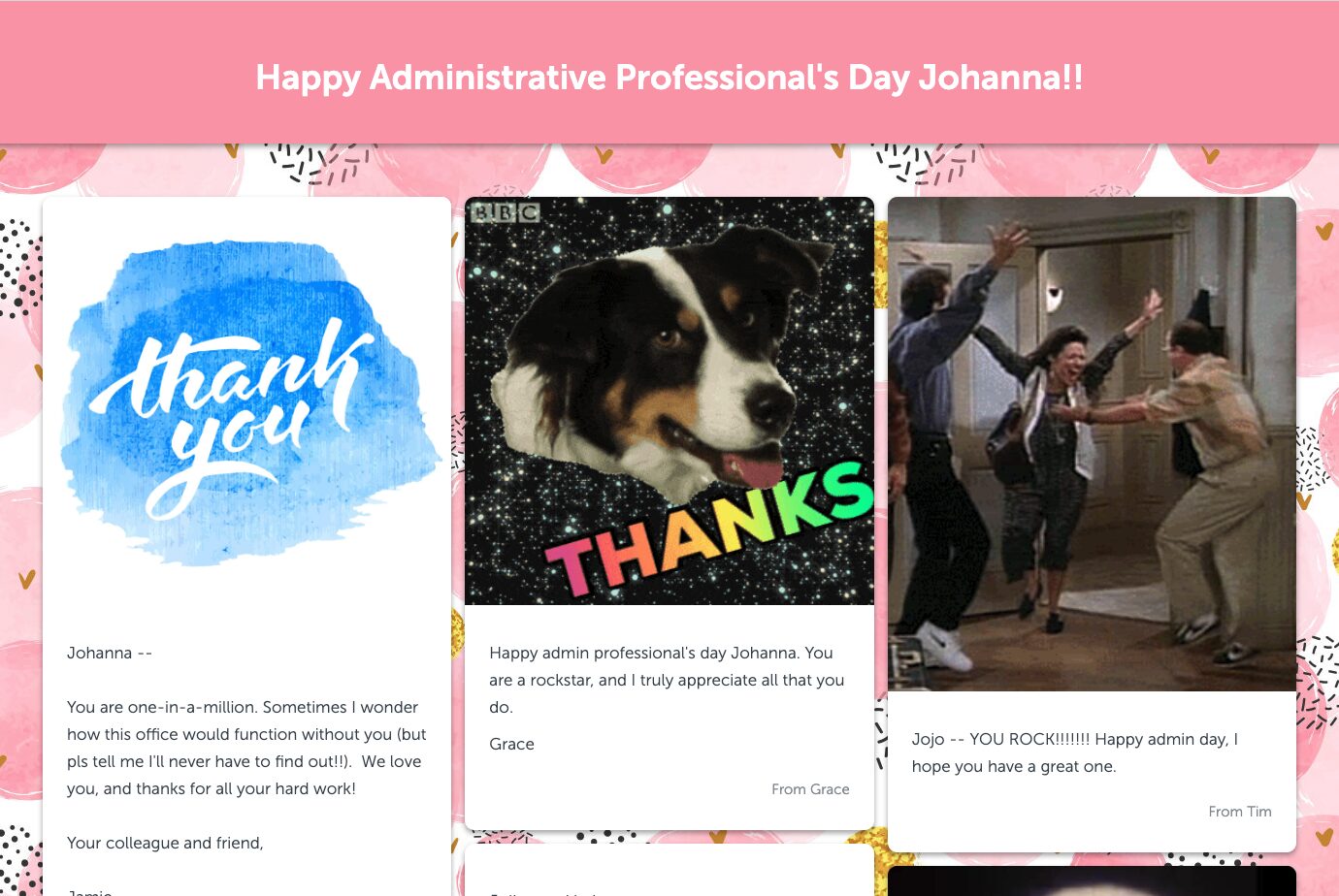 Administrative Professionals Day group card full of posts