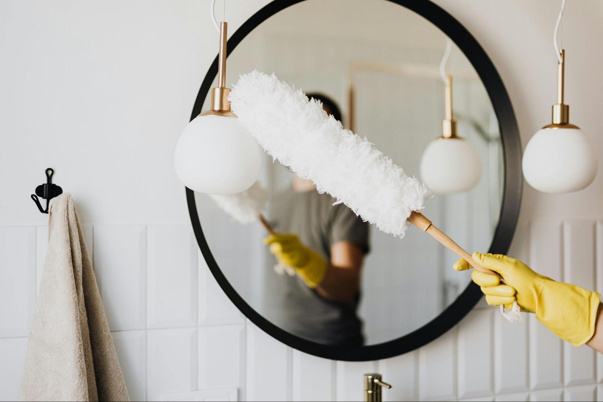 Dust brush being used in house