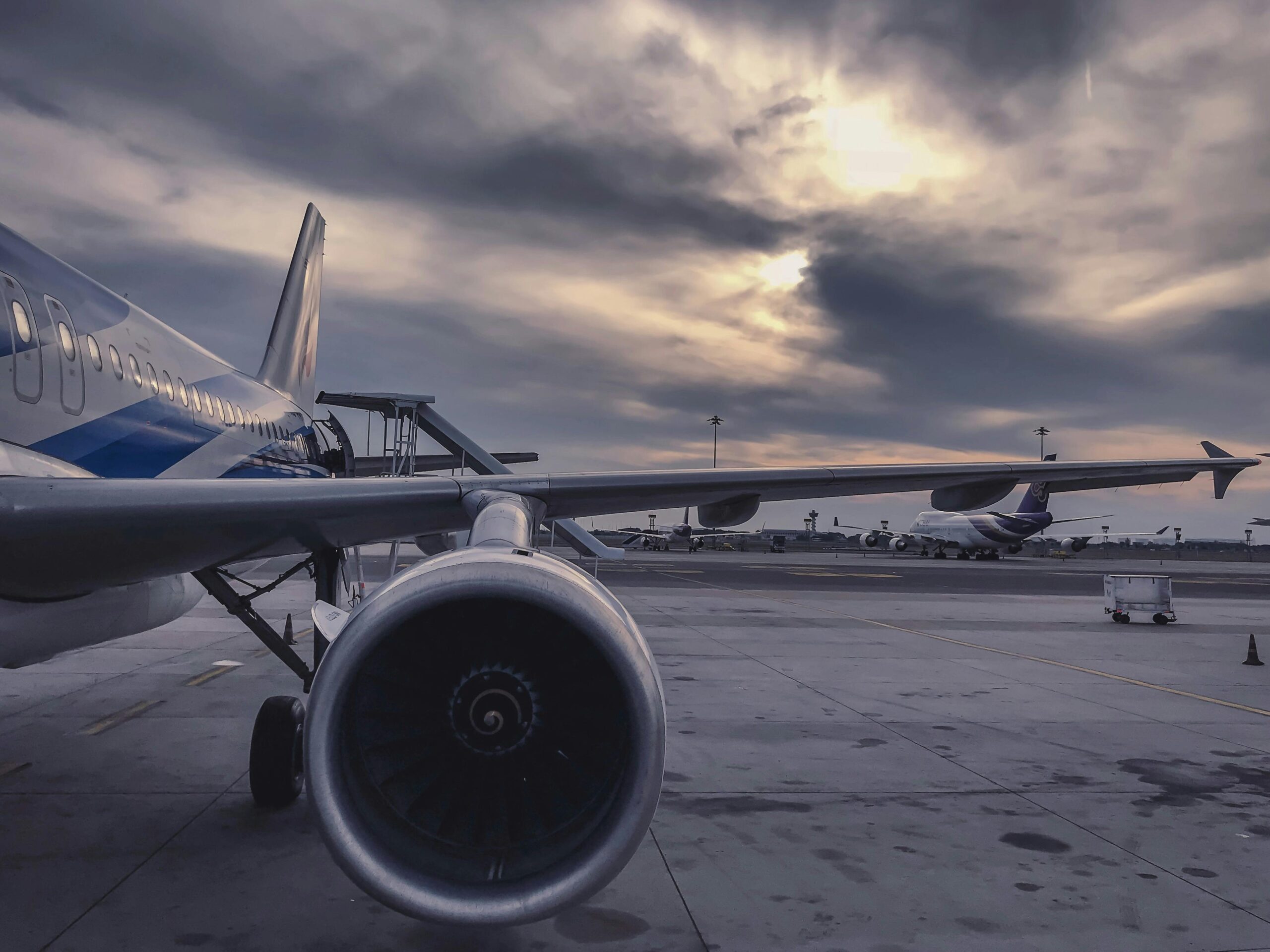 Airplanes on airport runway