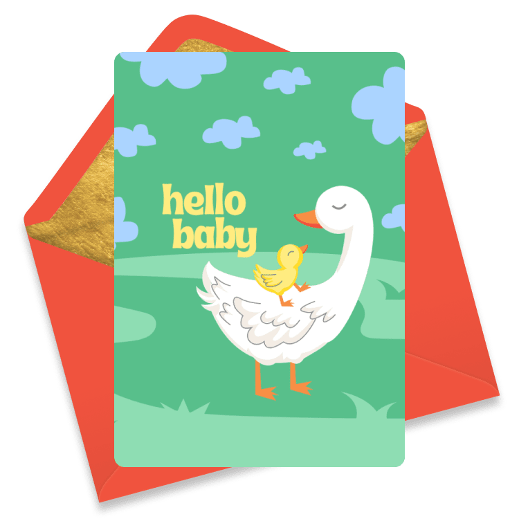 Adorable Duck Themed New Baby Card