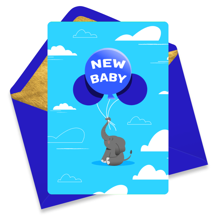 Elephant new baby ecard