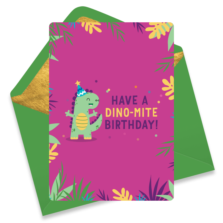 A cartoon Tyrannosaurus rex with it's tiny arms outstretched, telling you to 