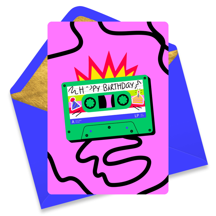 A green cassette tape with 
