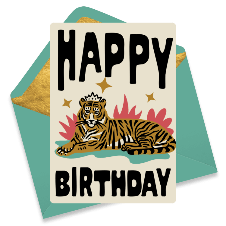 A majestic tiger with a crown—bold, regal, and just the right amount of fabulous.