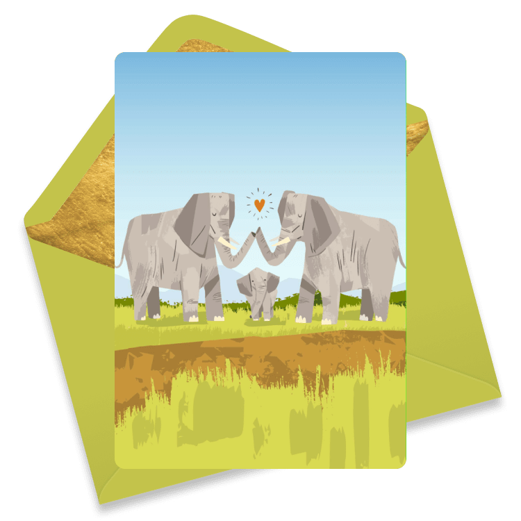 ecard with elephants for a new baby