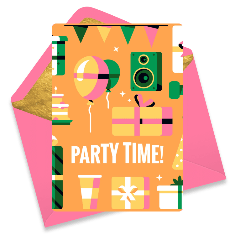 Colorful thank you eCard with vibrant confetti, balloons, and party shapes to celebrate appreciation.