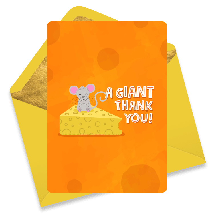 Orange thank you eCard with a giant star and bold text that says 