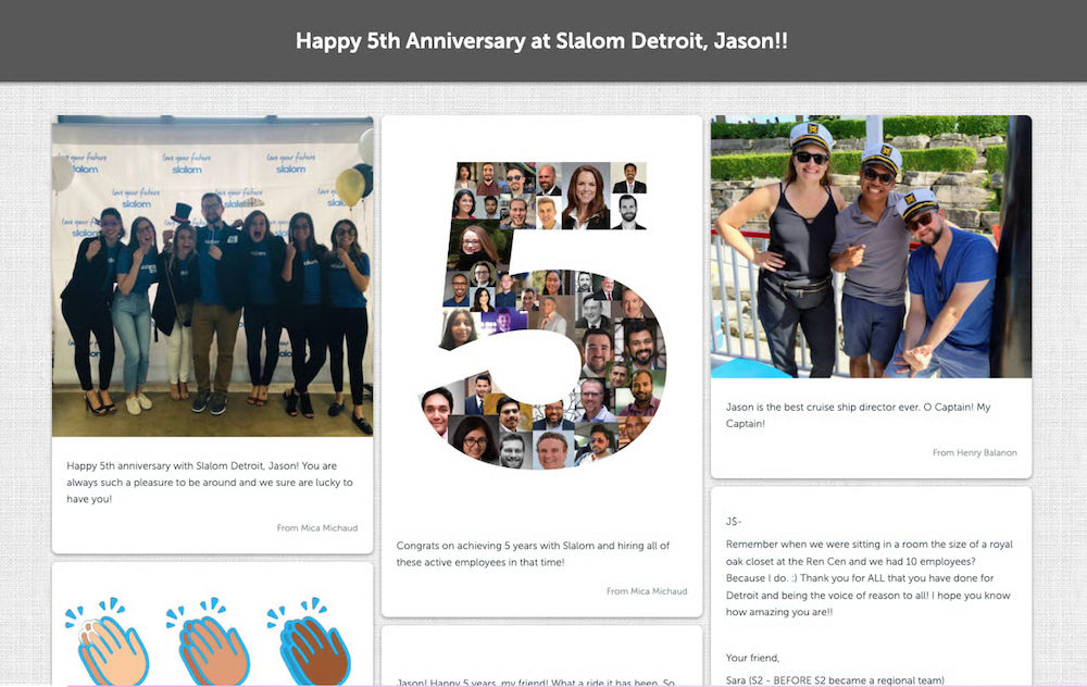 Happy 5th anniversary Kudoboard featuring posts and images
