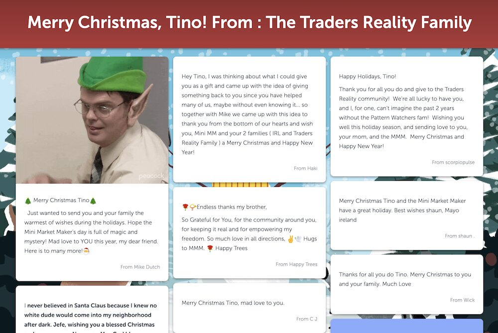 Screenshot of a Merry Christmas Kudoboard perfect for pairing with a holiday gift for employees