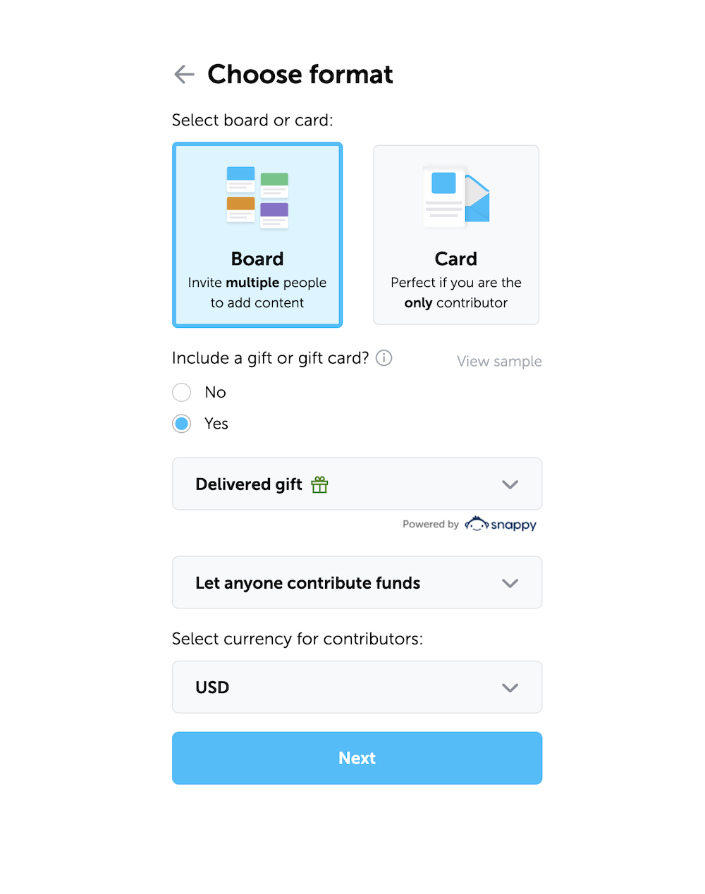 Workplace giving options within Kudoboard