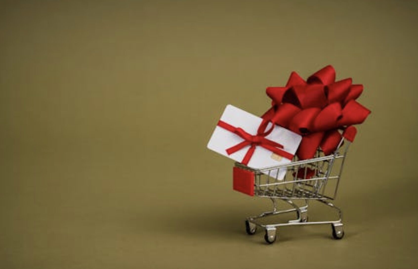 Cart with holiday gifts inside